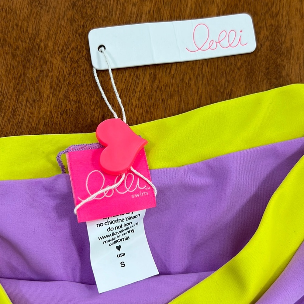 Lolli lavender yellow high waisted cheeky bikini bottom - Picture 2 of 6